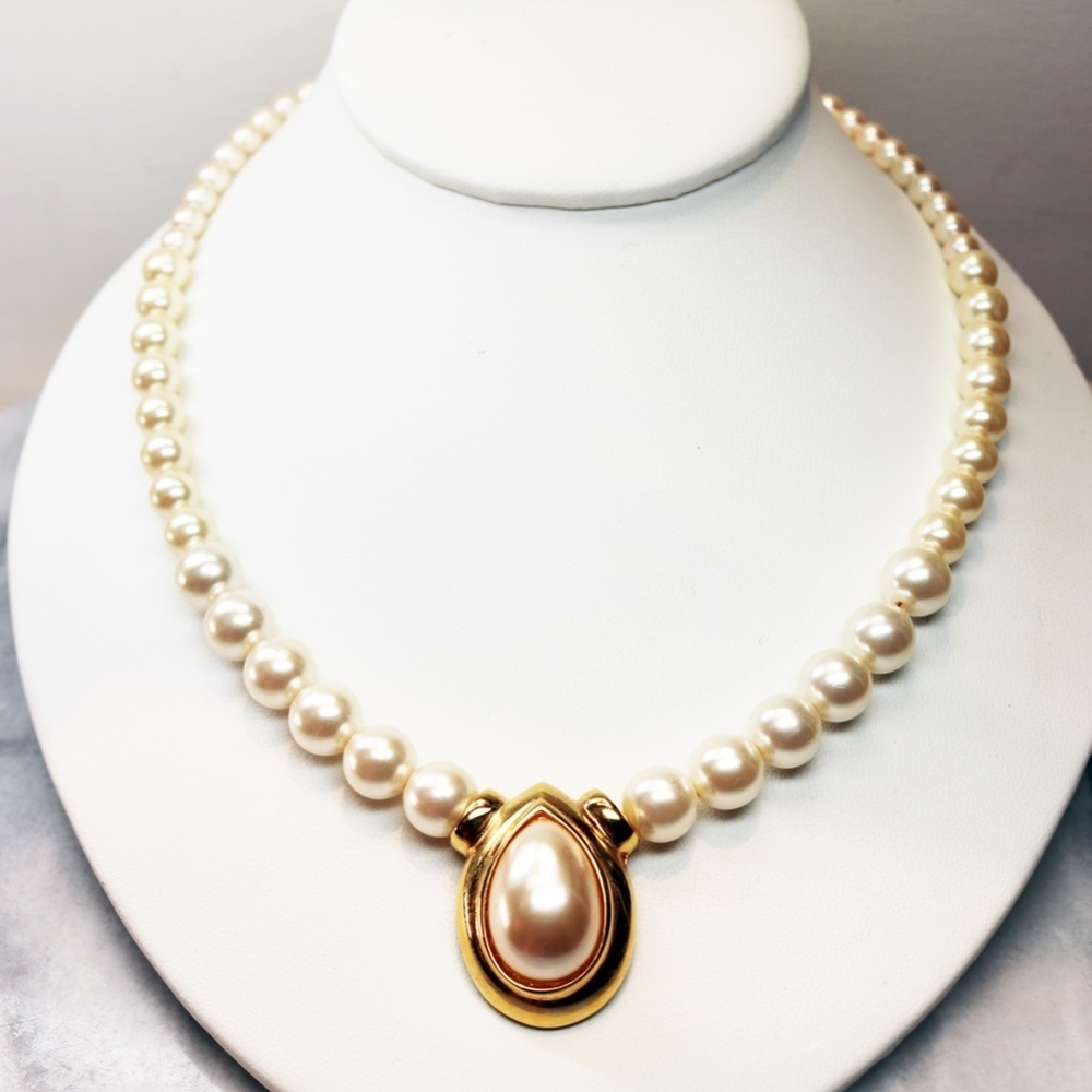 Vintage Napier Teardrop Pearl Statement Necklace - Picture 11 of 13